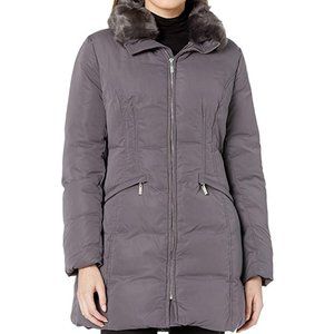 NWT Anne Klein Women's Soft Touch Down Puffer Jacket Size XS Smoke $180 7C069